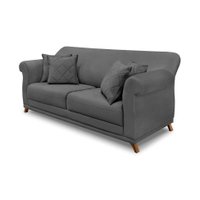 Sofá 3 Lugares Abruzzo Suede Cinza 200 cm