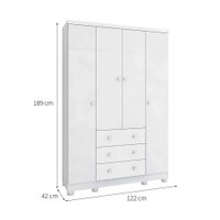 Conjunto de Guarda-Roupa Junior com Berço Uli 4 PT 3 GV Branco