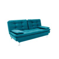 Sofá-Cama Casal 3 Lugares Prime Suede Azul Turquesa