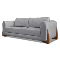 Sofá 3 Lugares Yves Linho Cinza 230 cm