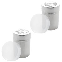 Kit 2 Saleiros Pimenteiros de Mesa Lyor Inox com Dosador e Tampa Restaurante