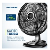Ventilador de Mesa Mondial Preto VTX-50-8P