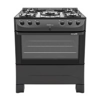 Fogão de Piso Mueller 5 Bocas Fratello Vetro com Mesa de Vidro Preto - Bivolt