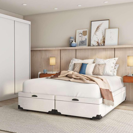 Base para Cama Box Queen Madeleine com Baú (45x158x198) Branca