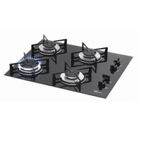 Cooktop a Gás Fischer 4 Bocas com Mesa de Vidro Preto - Bivolt