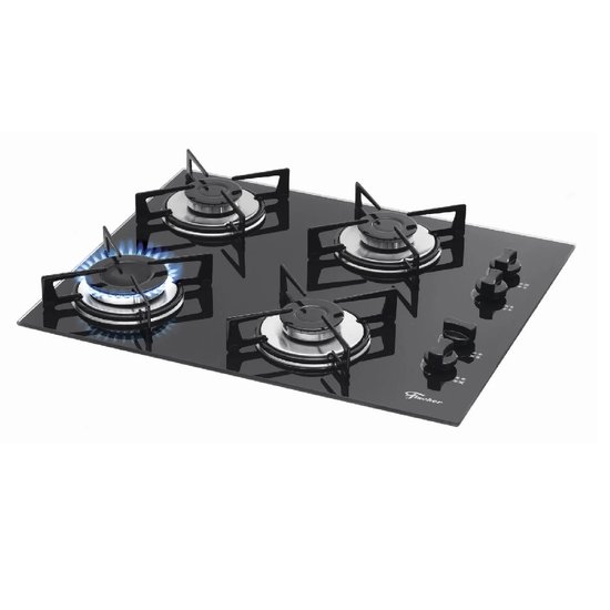 Cooktop a Gás Fischer 4 Bocas com Mesa de Vidro Preto - Bivolt