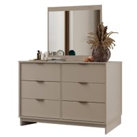 Cômoda 6 Gavetas com Espelho Quarto 1160 Carraro Avelã