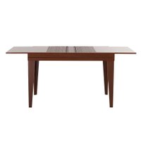 Mesa de Jantar Retangular Extensível com Tampo de Vidro Genova Off White e Imbuia