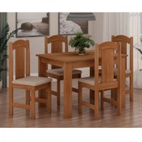 Conjunto De Mesa Arauna Estilo C/ 4 Cadeiras Freijo/Bege