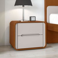 Mesa de Cabeceira Loop Com 2 Gavetas Frassino/Off White - Móveis Lopas