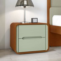 Mesa de Cabeceira Loop Com 2 Gavetas Frassino/Salvia - Móveis Lopas