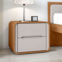 Mesa de Cabeceira Loop Com 2 Gavetas Amendoa Clean/Off White - Móveis Lopas