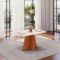 Mesa de Jantar Retangular Tampo de Vidro 120x90 DJ Móveis Siena Freijó Off White Mesa de Jantar Retangular Tampo de Vidro 120x90 DJ Móveis Siena Freijó Off White