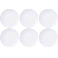 Jogo 6 Pratos Sophia de Sobremesa Porcelana Branca 21cm Tramontina Redondos