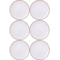 6 Pratos Rústicos Tramontina Marrom de Porcelana 28cm Rasos Decorado Mesa Posta