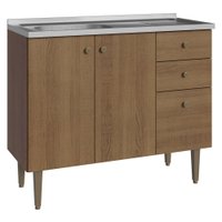 Balcão Gabinete com Pia 3 Portas e 1 Gaveta 105cm Rustic Gourmet Madesa