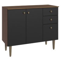 Balcão Gabinete 3 Portas 1 Gaveta Rustic/Preto Gourmet Madesa