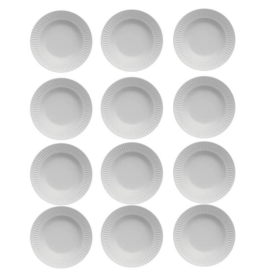 Jogo 12 Pratos Fundos em Porcelana Diamante Germer 23cm Bran