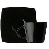 Kit 10 Xícaras de Café com Pires 90ml Porcelana Germer Preta