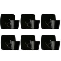 Jogo 6 Xícaras de Café com Pires 90ml em Porcelana Oriental