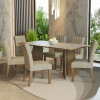 Conjunto Sala de Jantar Mesa Tampo de Madeira 6 Cadeiras Rustic/Crema/Imperial Madison Madesa
