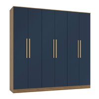 Guarda-Roupa 6 Portas 4 Gavetas Kappesberg Adapt Nogueira/Azul Profundo 237cm