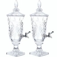 2 Suqueiras Dublin Cristal 2L Lyor Dispenser Bebidas Água Sucos Coquetéis 15x46cm