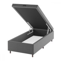 Base de Cama Box Solteiro Sonata com Baú Veludo Cinza - Vian