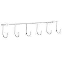 Suporte Porta-Xicaras Lateral Cromado Masutti Copat Com 6 Ganchos Para Fixação em Móvel ou Parede