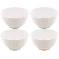 4 Bowls de Porcelana 500ml New Bone Butterfly Flower 14x8cm Sobremesas e Aperitivos