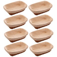 Kit 8 Cestas Porta Pão 24,5x17cm Lyor Plástico Rattan Tecido Mesa Posta Hotel