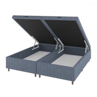 Base de Cama Box King Vision com Baú Rústico/Azul - Vian