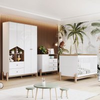 Quarto de Bebê Completo Ternura 5 Portas 5 Gavetas Branco/Jequitibá - Henn