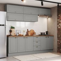 Cozinha Completa Americana 10 Portas 3 Gavetas 100% Mdf Cinza - Henn Cinza