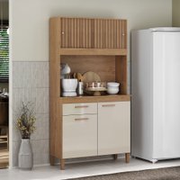 Cozinha Compacta Ceara 4 Portas 1 Gaveta Ripado 3d Canelato/Natura/Off White - Atualle Móveis