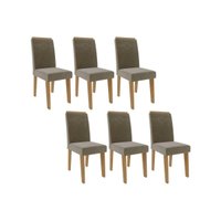 Cadeira Sala de Jantar Taís Kit 6 Un Savana/Nature-Suede Pluma-Joli Capuccino - Cimol