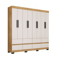 Guarda Roupa Esmeralda 8 Portas 8 Gavetas Sem Espelho Araplac Freijo/Carbono