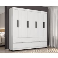 Guarda Roupa Esmeralda 8 Portas 8 Gavetas Sem Espelho Araplac Branco