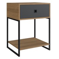 Mesa De Cabeceira Industrial 45x37x61cm P1026 Mel Grafite Criado Cama