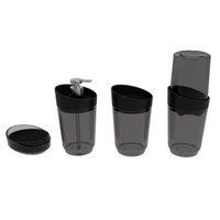 Kit Banheiro Crippa 4 Peças Porta Escova Porta Sabonete Líquido Porta Algodão e Saboneteira Fumê