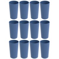 Conjunto 12 Copos Altos de Plástico 500ml Refeitório Escola Crippa Azul Madrugada