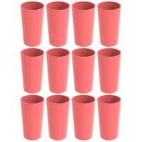 Conjunto 12 Copos Altos de Plástico 500ml Refeitório Escola Crippa Rosa Goiaba