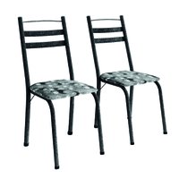 Conjunto Com 2 Cadeiras Tubular Itália Preto Craquelado/Folha Artefamol
