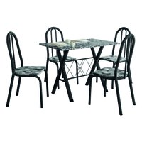 Conjunto Sala De Jantar Mesa Deise Com 4 Cadeiras Diva 1,20m Granito Preto Craquelado/Folha
