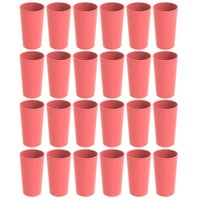 Conjunto 24 Copos Altos de Plástico 500ml Rosa Goiaba Refeitório Escolar Lanche Crippa