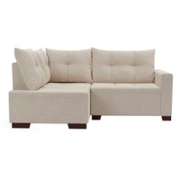 Sofá de Canto 4 Lugares Leme Suede Bege