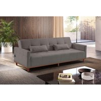 Sofá-Cama Casal 3 Lugares com USB Noronha Linho Cinza