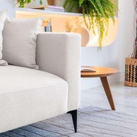 Sofá Unne 3 Lugares com Molas Ensacadas Linho Cru 200 cm