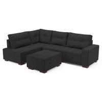 Sofá de Canto 8 Lugares Ipanema Suede Cinza Escuro