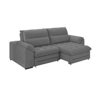 Sofá 4 Lugares Retrátil e Reclinável Melbourne Suede Cinza